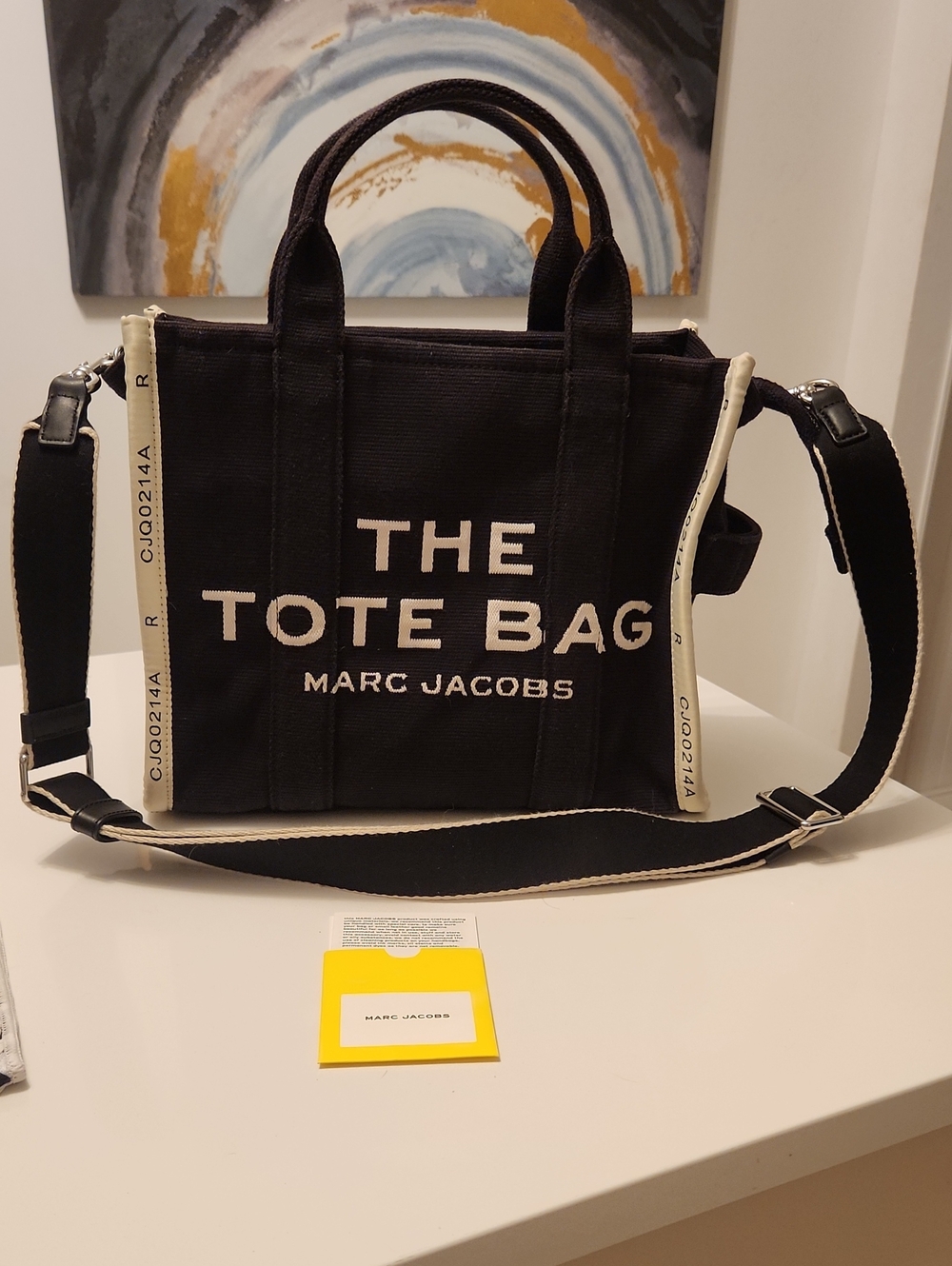 Marc Jacobs Black Canvas Tote with Cream Trim - The Tote Bag